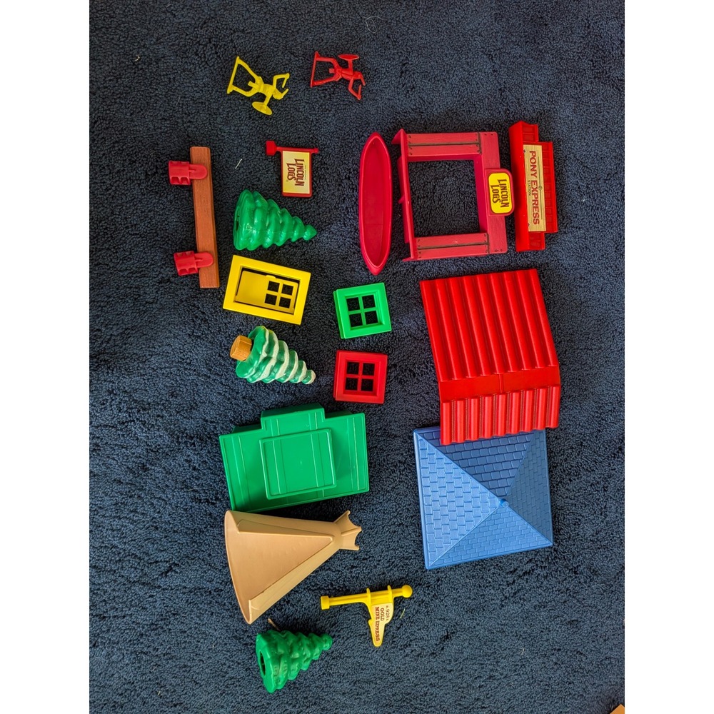 Vintage Lincoln Logs Replacement Parts Accessories Pony Express Station 15pc Lot